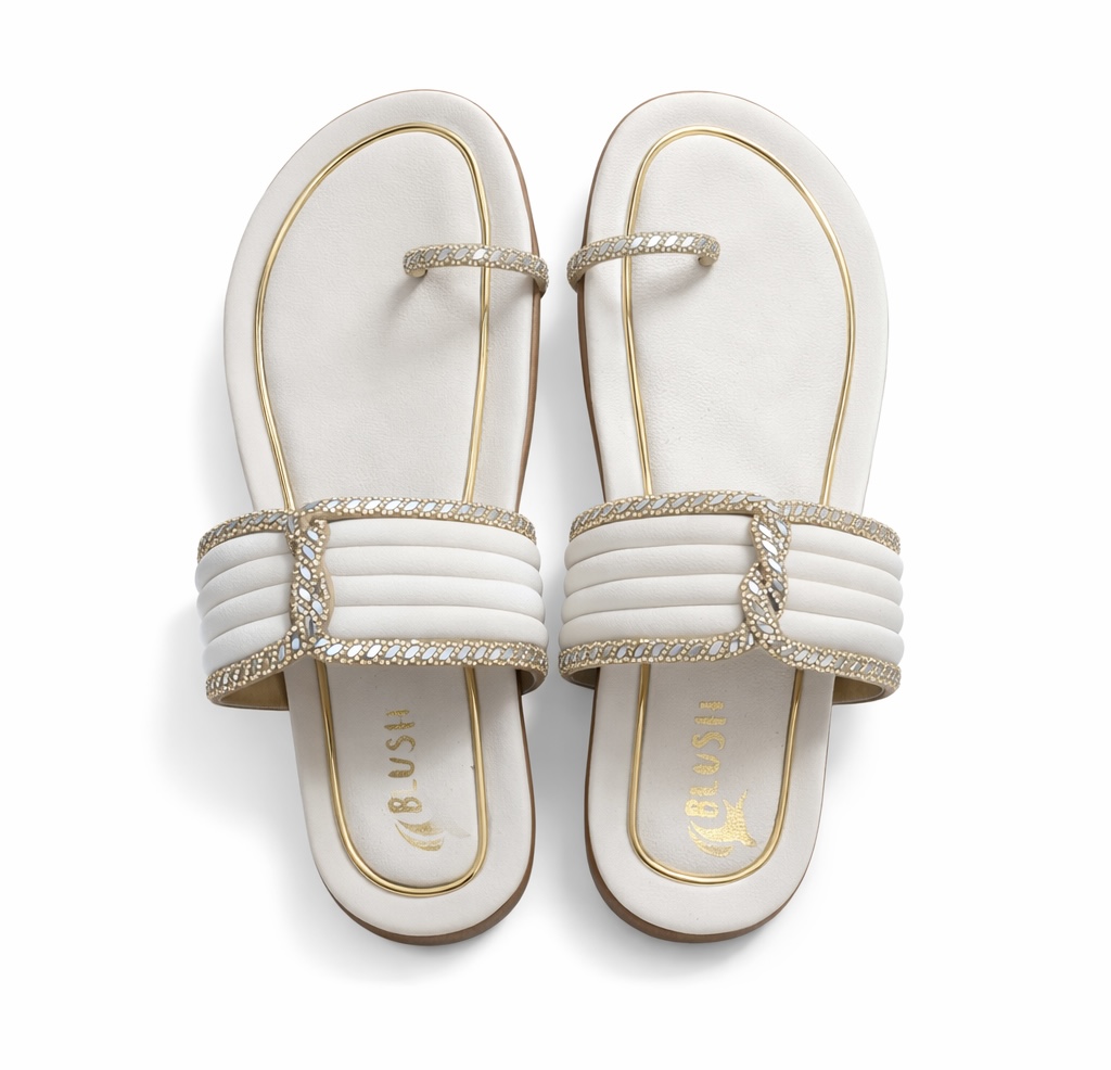 Luna White Braided Flat