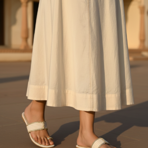 Luna White Braided Flat Premium Sandal