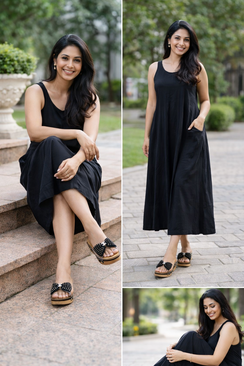 Black Bow Transparent Strap Wedges