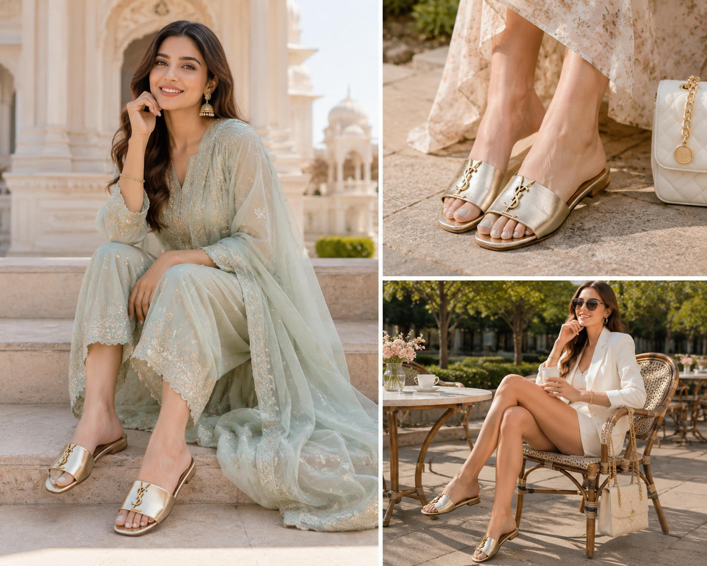 Luxe golden flats for women