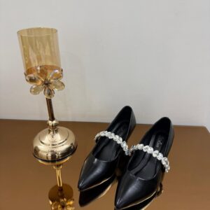 Elegant Black Crystal Strap Kitten Heel Pumps for Women