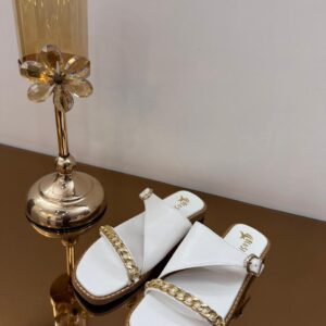 white golden flats for women